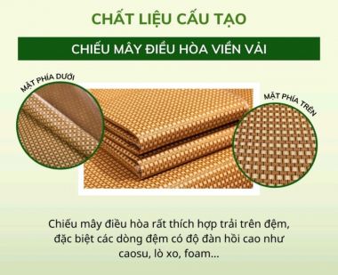 Chiếu Mây 3D, Chiếu Điều Hòa Mây Đan Bản Dày, Chất Mây Tự Nhiên Thoáng Mát_Nemtot Bedding