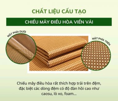 Chiếu Mây 3D, Chiếu Điều Hòa Mây Đan Bản Dày, Chất Mây Tự Nhiên Thoáng Mát_Nemtot Bedding