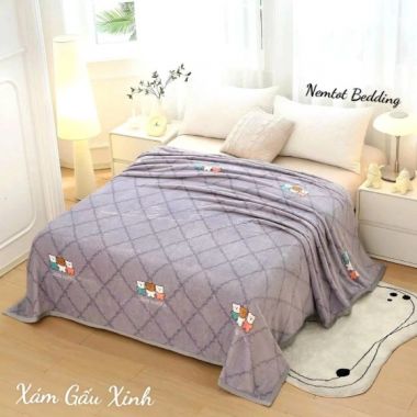 Mền Lông Siêu Mịn 2m3x2m Tuyết Nhung In 5D Cao Cấp Phong Cách Hàn Quốc_Nemtot Bedding _