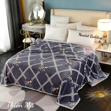 Mền Lông Siêu Mịn 2m3x2m Tuyết Nhung In 5D Cao Cấp Phong Cách Hàn Quốc_Nemtot Bedding _