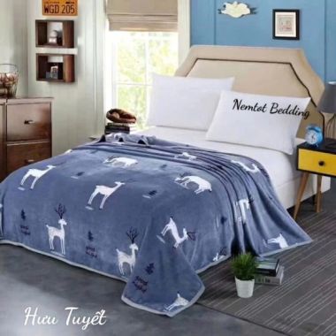 Mền Lông Siêu Mịn 2m3x2m Tuyết Nhung In 5D Cao Cấp Phong Cách Hàn Quốc_Nemtot Bedding _