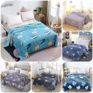 Mền Lông Siêu Mịn 2m3x2m Tuyết Nhung In 5D Cao Cấp Phong Cách Hàn Quốc_Nemtot Bedding _