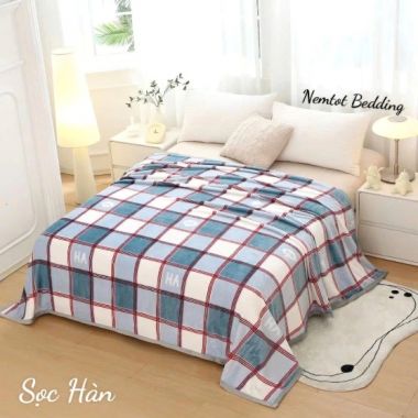 Mền Lông Siêu Mịn 2m3x2m Tuyết Nhung In 5D Cao Cấp Phong Cách Hàn Quốc_Nemtot Bedding _