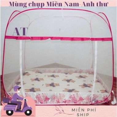 Mùng chụp tự bung đỉnh vuông chân rèm siêu đẹp, chất voan thái đẹp sắc nét, lỗ mùng nhỏ, mùng chụp thông minh_Nemtot Bedding