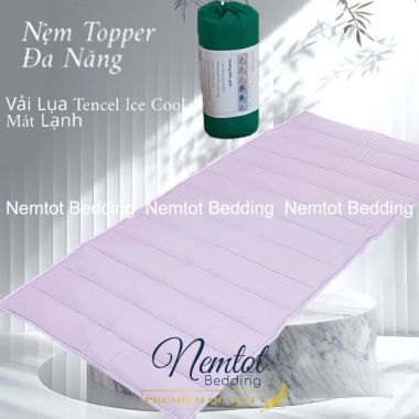 Nệm Topper Tencel Ice Cool Mát Mịn, Xếp Gọn Đa Năng, Tiện Lợi Ngủ Văn Phòng, Du Lịch